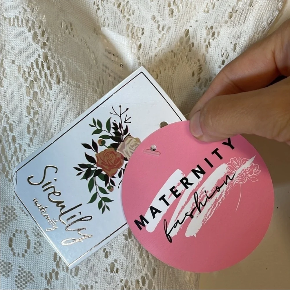 NWT. Siren Lily Maternity Fashion Floral Lace Fringe Hem Kimono. Large . - Picture 3 of 12